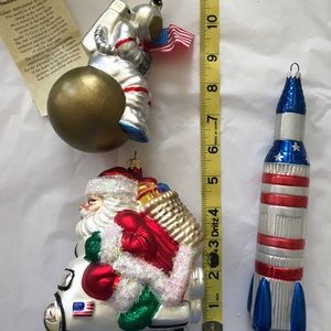 Old style space themed blown glass ornaments